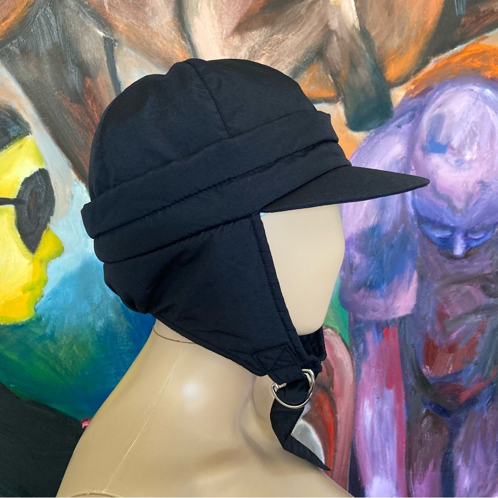 BOGNER Black 100% Nylon Trapper Cap Chin Strap Outdoor Hat Size M/M - Picture 1 of 11